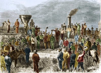 Ferdigstillelse av den første transkontinentale jernbanen 10. mai av Unknown artist