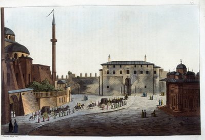 Konstantinopel: Serails dør. Soliman den store var den første som bar hele gårdsplassen og haremet til den bortsett fra de som hadde bodd sammen med hans forgjengere. I "" Le kostyme ancien et moderne av Unknown artist