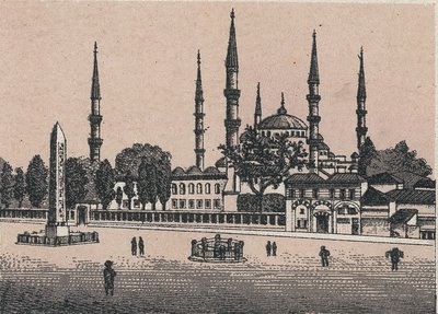 Konstantinopel, Tyrkia: utsikt over moskeen til Sultan Achmed (Moskeen til Sultan Achmed). i "" Verden illustrerer 168 visninger"" Udatert (slutten av 1800-tallet) av Unknown artist