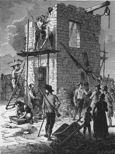 Bygging av en telegrafstasjon i 1793. av Unknown artist