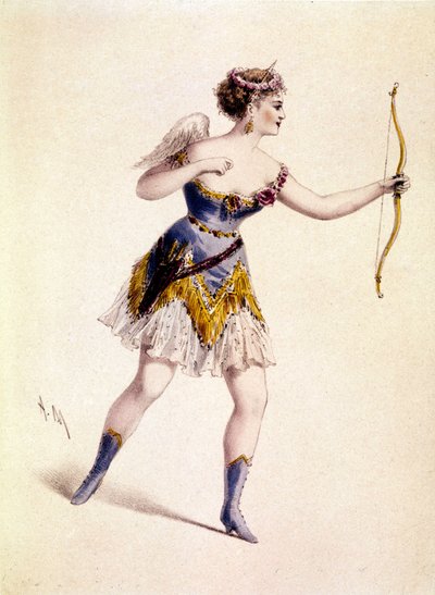 Cora Pearl (1842-1886), engelsk kurtisane, i rollen som Amor i Operaen «Orphee to Hell» av Unknown artist