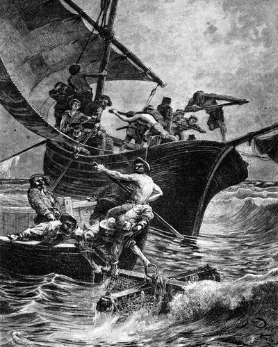 Korallfiske ved hjelp av redskapene. av Unknown artist