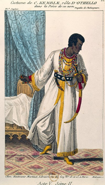 Kostyme av komiker Charles Kemble (1775-1854) i rollen som Othello i stykket med samme navn av William Shakespeare (1564-1616) 1800-tallets Paris. B N av Unknown artist