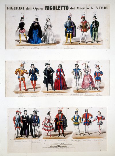 Kostymer "" Rigoletto"" av Giuseppe Verdi, basert på romanen "Kongen har det gøy" av Victor Hugo av Unknown artist