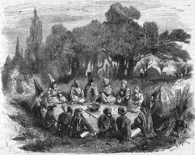 Råd holdt av sjefene for janitsjarene i Konstantinopel rundt 1400. av Unknown artist