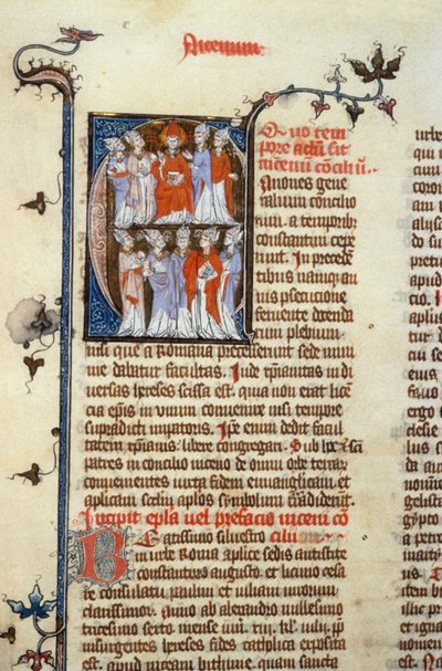 Council of Nicaea - manuskriptbelysning (gammel latinsk oversettelse av de første økumeniske konsilene tilskrevet Isidore), middelalder (ref. 365, 351r). B. Mr. Toulouse. Søknad om autorisasjon til Toulouse kommunale bibliotek (tlf: 05 62 27 66 av Unknown artist