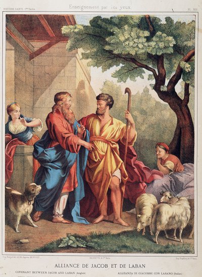 Jakobs og Labans pakt i "Hellig historie", red. Hachette av Unknown artist