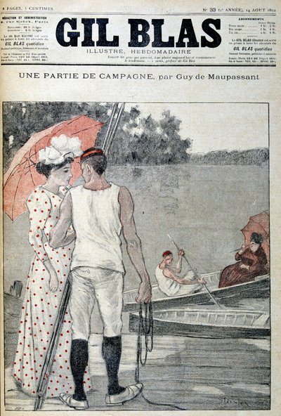 Cover av "" Gil Blas"" som illustrerer "" En del av kampanjen""" av Guy de Maupassant. 14.08.1892. av Unknown artist