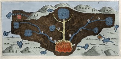 Tverrsnitt av jordskorpen som lar Athanasius Kircher demonstrere opprinnelsen til de termiske kildene - 1600-tallet av Unknown artist