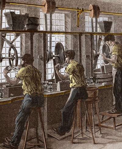 Krystall- og glassskjæring - Polering av krystallglass av Unknown artist