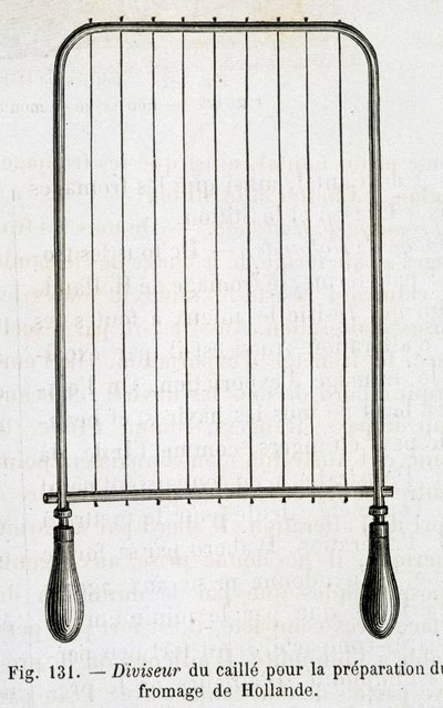 Ostemassedeler for tilberedning av nederlandsk ost - i "" Industriens underverk"" av Louis Figuier av Unknown artist