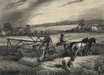 Cyrus McCormicks høstemaskin fra 1831, utstilt på Crystal Palace-utstillingen i 1851. av Unknown artist