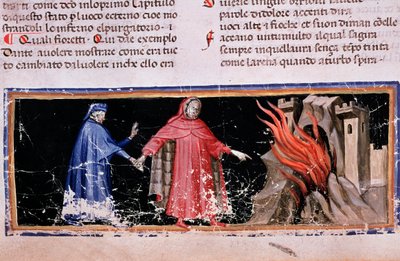 Dante og Virgil får helvetes porter (sang 3 av Hell, i den guddommelige komedie) - miniatyr av Unknown artist