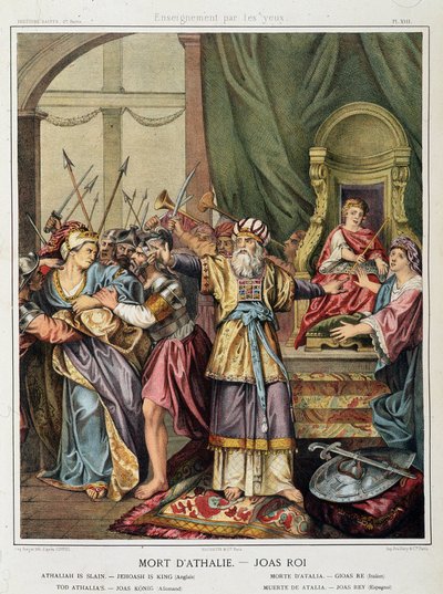 Athalies død - Joas (Jehoash) konge i ""Hellig historie"", red. Økse av Unknown artist