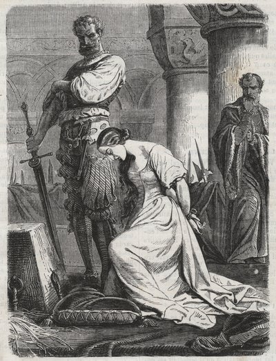 Katherine Howards død, kone til Henry VIII gravering 1864 - Catherine Hovard eller Catherine Howard (Katherine eller Katheryn av Unknown artist
