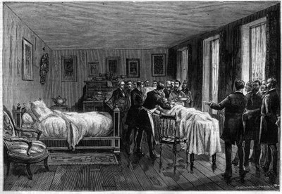 Leon Gambettas død (1838-1882) fransk politiker - obduksjonen - i "The Illustrous Journal" fra 1883 - av Unknown artist