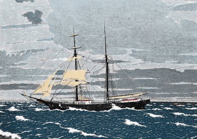 Desember 1872 blir Mary Celeste funnet forlatt midt i Atlanterhavet, utenfor Acores-øyene. Kapteinen, hans kone og deres to år gamle datter, samt de åtte besetningsmedlemmene, forsvant. Gravering 1800-tallet. av Unknown artist