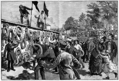Demonstrasjon av anarkistene ved Pere Lachaise foran begravelsen av føderes 27. mai 1888. av Unknown artist