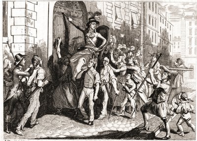 Ødeleggelse av bygningene i Lyon under den franske revolusjonen. av Unknown artist