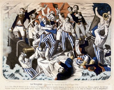 Ødeleggelse av skipet «The Avenger»» av den engelske flåten, 1. juni av Unknown artist