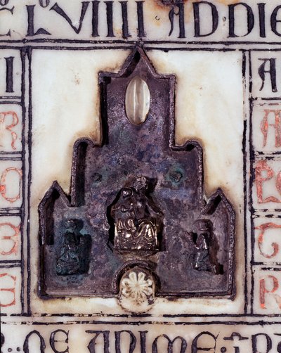 Detalj av en marmorgravstein av Simonetta og Percivalle Lercari, med relieff og gravering av Unknown artist