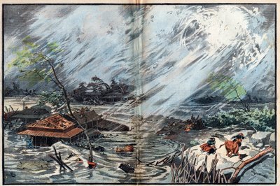 Ødeleggelser forårsaket av tsunamien ved Sanriku, Japan av Unknown artist