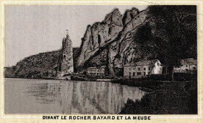 Dinant, le Rocher Bayard et la Meuse, Wallonia, Belgia. Kromolitografi fra slutten av 1800-tallet. av Unknown artist