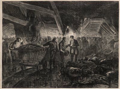 Katastrofe av gruvene i besege - MINES DE COAL DE LALLE - Flom av Unknown artist