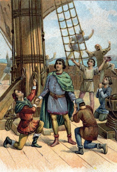 Discovery of America av Christopher Columbus (Cristoforo Colombo) i 1492. av Unknown artist