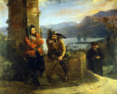 Don Abbondio i "The Bride" av Alessandro Manzoni. Manzoni hus. Milan av Unknown artist
