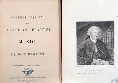 Dobbeltside og frontispice av General History Of The Science And Practice Of Music av John Hawkins av Unknown artist