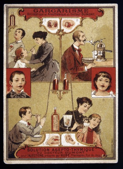 Dr. Dumonts antiseptiske og bedøvende gurgle - Reklame, sent på 1800-tallet av Unknown artist