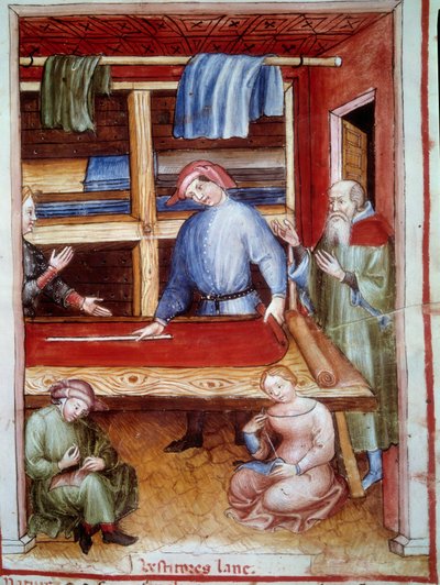 Drapierbutikk Illuminure fra medisin- og kostholdsbransjen "" Tacuinum sanitatis"" av Unknown artist