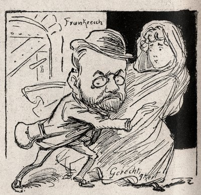 Dreyfus affair - Emile Zola has Justice: come with me, my treasor, here we no longer want to hear us - Drawing published in the Austrian newspaper “Der Floh”” in 1898 (reproduced in Le Rire av Unknown artist