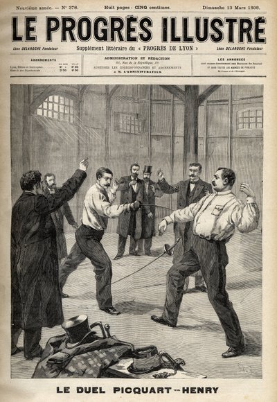 Dreyfus-saken: Duellen mellom oberstløytnant Georges Picquart (1854-1914) og Hubert Henry (1846-1898) av Unknown artist