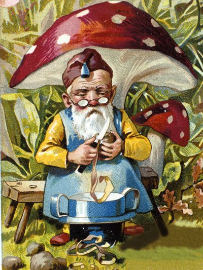 Dverg eller farfadet potetskreller. 1800-talls kromolitografi. av Unknown artist