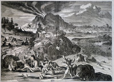 Jordskjelv i Tokyo i 1650 - gravering av Unknown artist