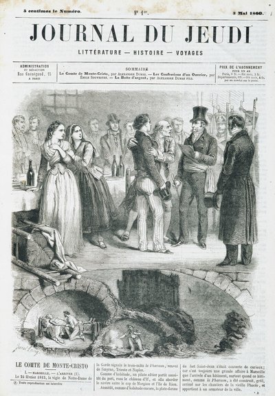 Edmond Dantes, greven av Monte Cristo (Monte Cristo) har mottakelse - i "" Le Journal du Thursday"" fra 03.05.1860 av Unknown artist