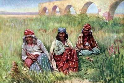 Eldre urfolkskvinner, California av Unknown artist