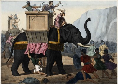 Eleazar Macchabee (Maccabee or Macabee) fights alongside the Jews against the oppression of Seleucides. Anonymous engraving from the middle of the 19th century. av Unknown artist