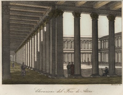 Forhøyning av forumet i Athen (The Roman Forum of Athens ligger nord for akropolis og øst for den originale klassiske greske agoraen) gravering fra "" Skikker og skikker av alle folkeslag i universet. Det er historien om regjeringen, lovene, om m av Unknown artist