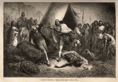 Keiseren (eller negus) Theodoros II (født rundt 1818-1868, kalt Kassa Hailu før hans kroning på det etiopiske riket), truet med sin pistol herr Tewodros II. Stern, en engelsk misjonær som utstrålte en biografi om en negus, som Theodoros følte seg fornærmet av Unknown artist