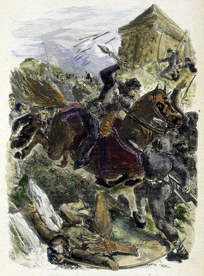 Keiser Othon kjemper mot de bestikkede bandene til paven - i «Histoire des popes», av Maurice Lachatre av Unknown artist