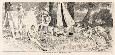 Leir av Thames Roing Club.? fra ?Skisser fra en damplansering på Henley Regatta? utgitt i juli 1878 av Unknown
