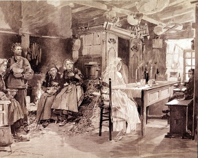 Gravering som viser en bretonsk legende om at spøkelsene til mennesker som døde på sjøen skulle presentere seg for sine kjære hver 1. november. av Unknown artist