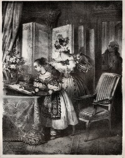 Gravering av 1800-tallet for romanen av Madame Cottin (Sophie Cottin Rostand) (1770-1807) "" Malvina"" - Privat samling av Unknown artist