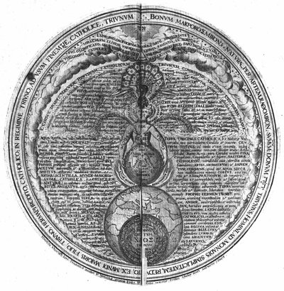 Gravering av "Amphitheatre of Eternal Wisdom". (Amfiteater for evig visdom) (Hamburg: n.n. av Unknown artist