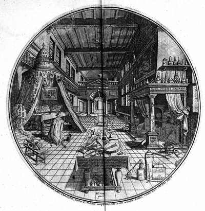 Gravering av "Amphitheatre of Eternal Wisdom". (Amfiteater for evig visdom) (Hamburg: n.n. av Unknown artist