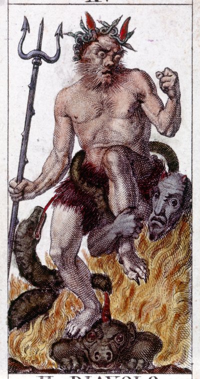 Gravering på et kart over et tarotspill fra 1800-tallet. av Unknown artist