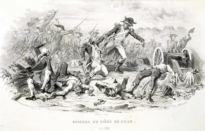 Episode av beleiringen av Lille i 1792 - i "" Fasttes de Gardes Nationales de France""" av Unknown artist